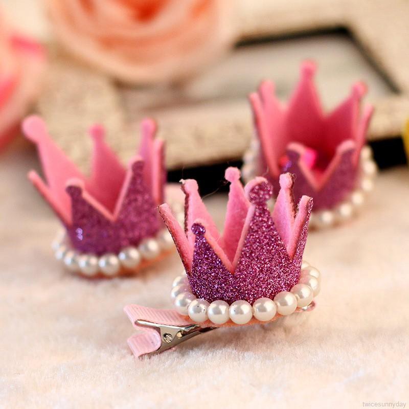 Kẹp tóc hình vương miện đính sequin lấp lánh dành cho bé gái