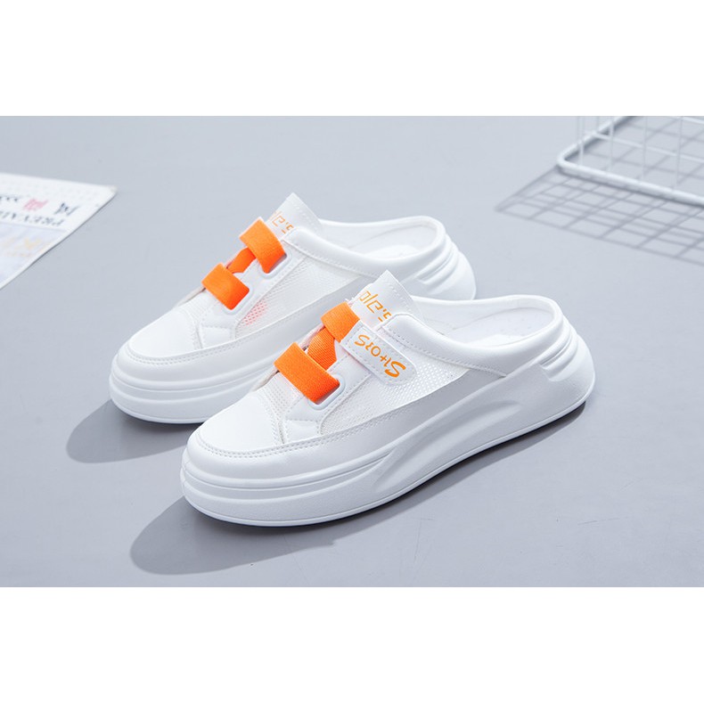 Giày Sục Nữ Lưới Giày Thể Thao Bánh Mì 4 Phân Khóa Dán