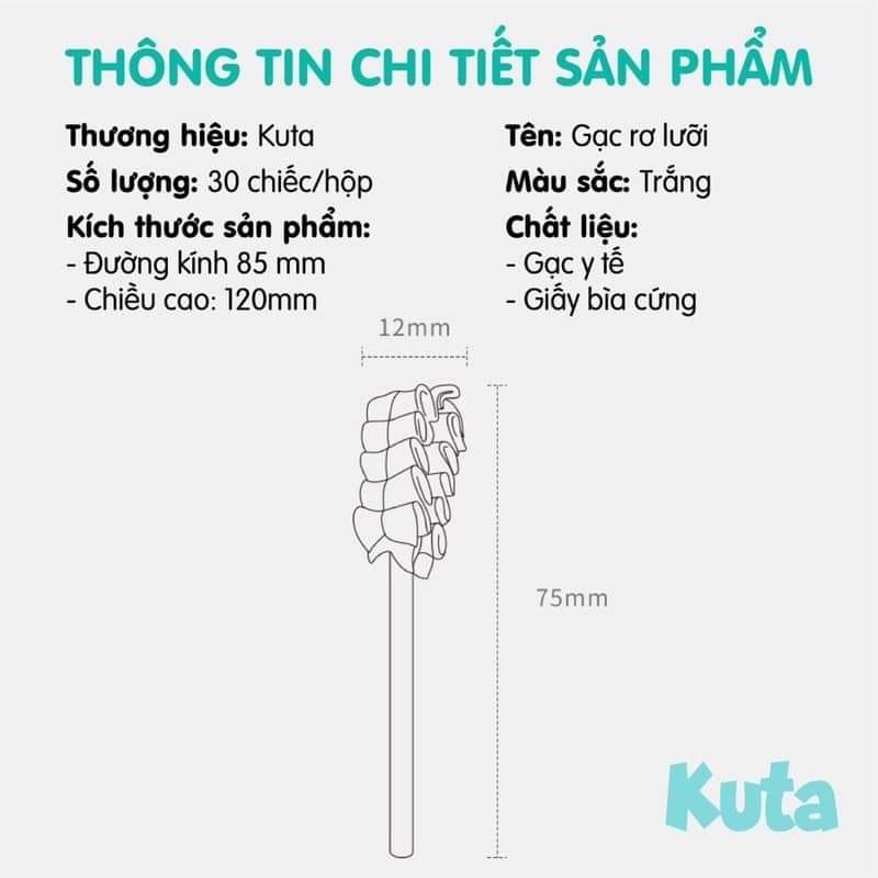 Rơ lưỡi vô trùng, gạc răng miệng cho bé Kuta