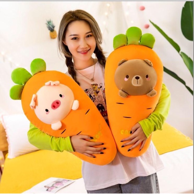 Gối ôm cà rốt heo, gấu siêu cute, Gấu Bông cà rốt, Cà Rốt mặt heo cute