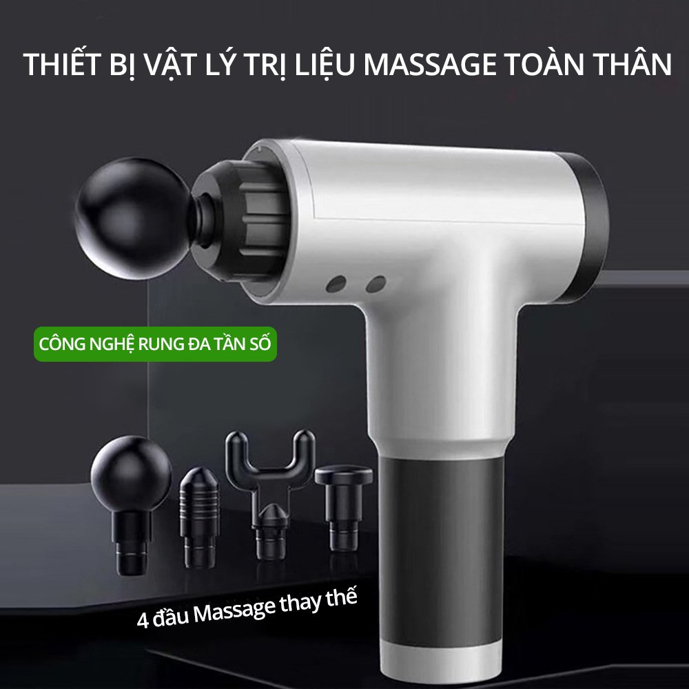 Máy massage cầm tay 4 đầu 6 cấp độ trị đau nhức toàn thân hiệu quả, xóa tan nhức mỏi cơ và xương khớp