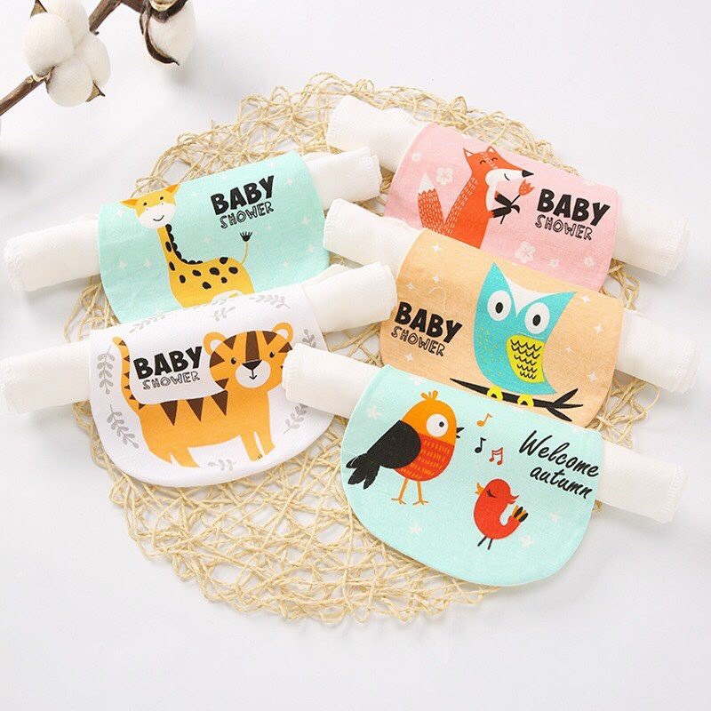 Khăn thấm mồ hôi lưng in hình cao cấp cho bé , Miếng thấm mồ hôi lưng
