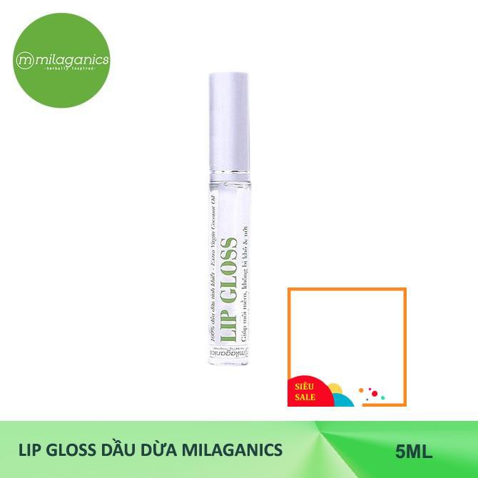 Combo mascara dầu dừa Milaganics 5ml và son dưỡng Lip Gloss dầu dừa Milaganics 5ml