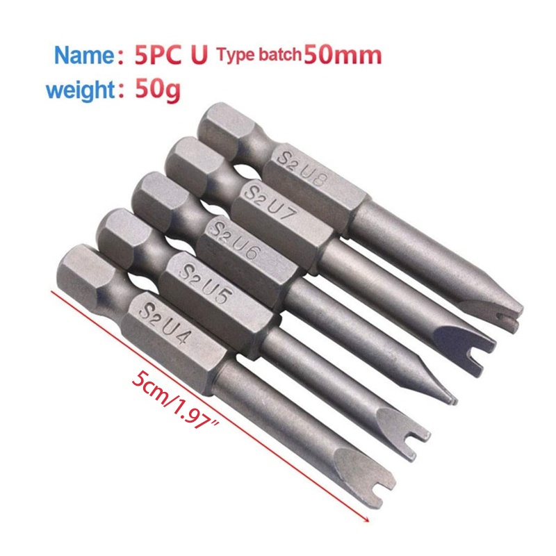 Bộ Tua Vít Lục Giác Chữ U Đa Năng 1 / 4 Inch U5 U7 U8 50mm Chuyên Dụng