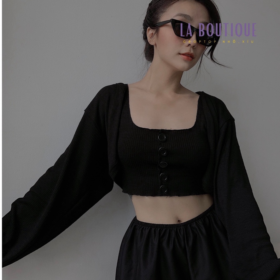 Áo khoác cardigan lửng La Boutique che bắp tay, mặc áo dây cho nữ LA49 | LA BOUTIQUE 2