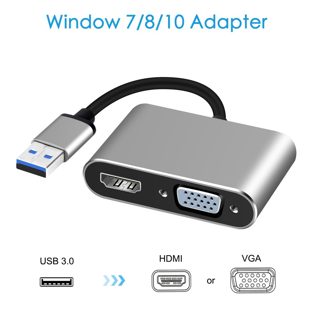 Bộ Chuyển Đổi Usb 3.0 Sang Hdmi-Vga Hỗ Trợ Full Hd