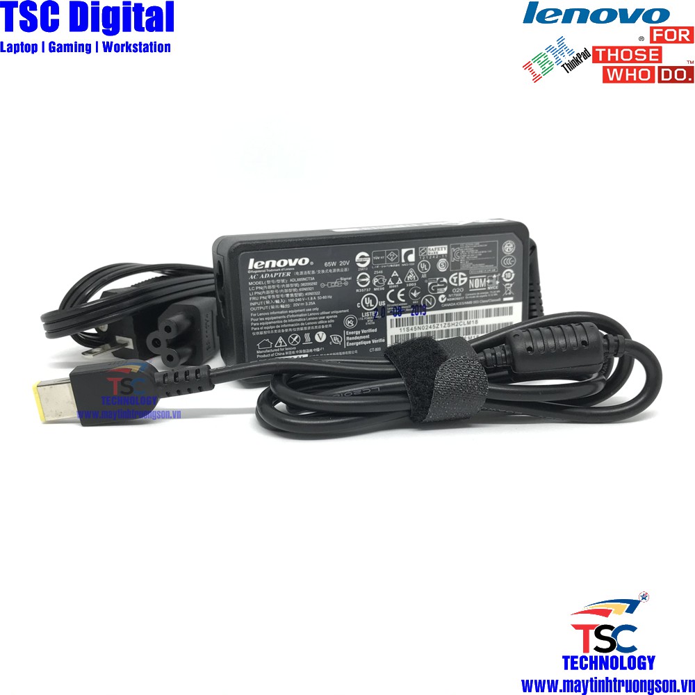 Sạc Laptop LENOVO 20V-3.25A/ 4.5A Nhập Khẩu Cao Cấp Chân Vuông USB | Tặng Kèm Dây Nguồn