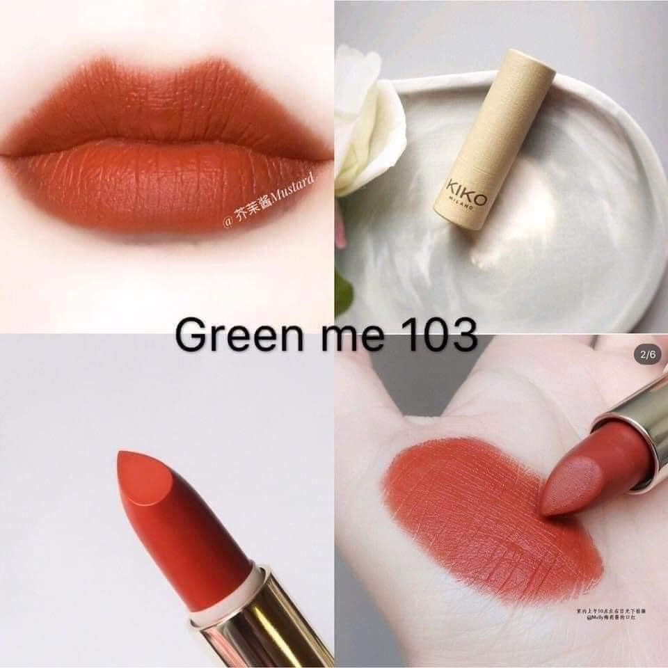 {Bill Pháp}_Son lì hữu cơ Kiko Green Me matte lipstick - 103 basic Brick 4g