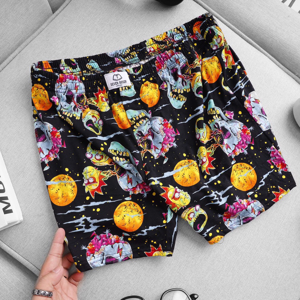 Quần Đùi Ngủ Nam Cao Cấp 100% Cotton Mặc Ngủ Ở Nhà Rất Thoải Mái, Đường May Chất Lượng, Hình In Sắc Nét
