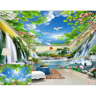 Tranh 3D dán trần nhà KT ngang 1.25m*0.8m có keo sẵn