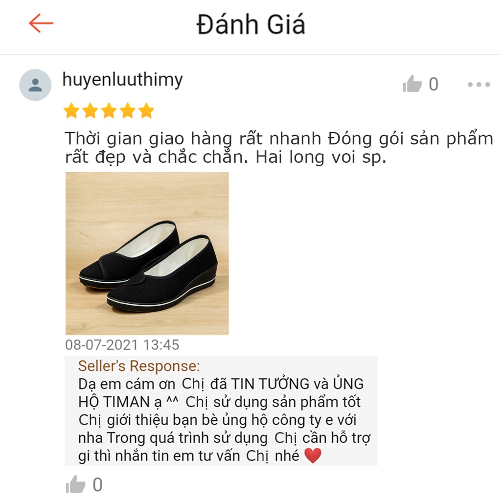 Giày búp bê nữ độn gót trung niên TIMAN ZD67 cao cấp bảo hành 1 năm