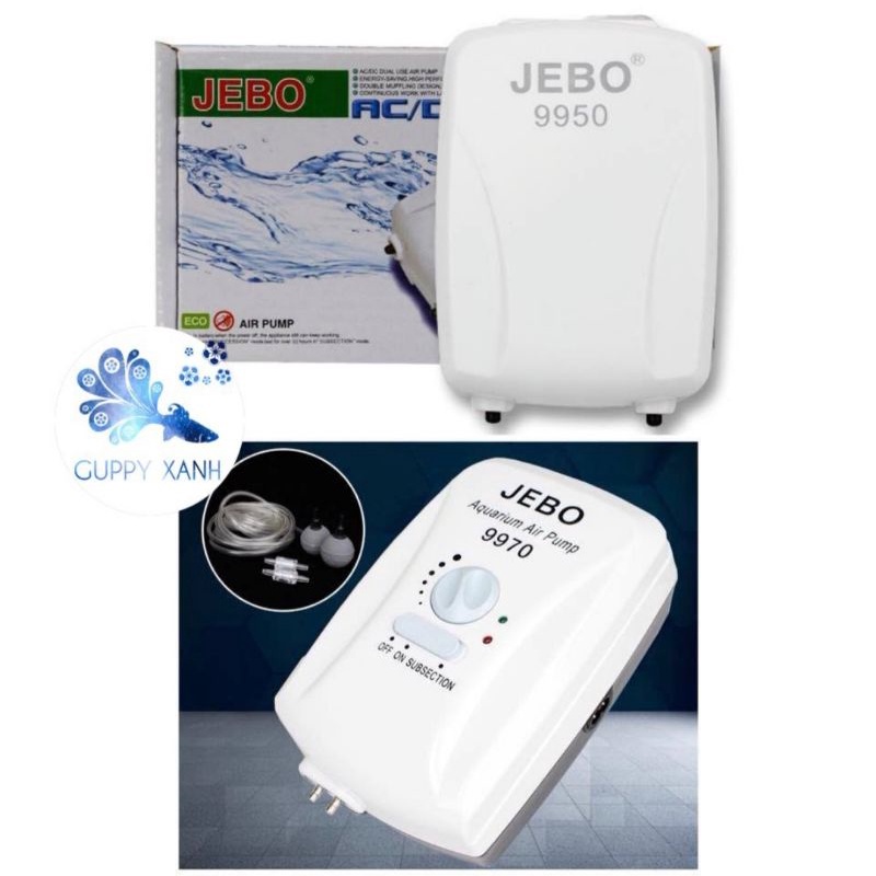 Máy sủi oxy tích điện Jebo 9970 dùng cho hồ cá cảnh - Tặng kèm dây và cục sủi tròn - GuppyXanh