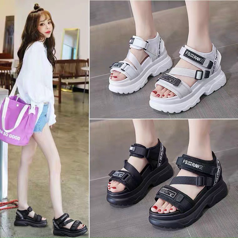 Dép quai hậu nữ, sandal học sinh đế cao 3 phân giá rẻ Hàn Quốc Mizi SD99