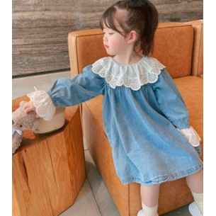 Váy bò phối ren tiểu thư cho bé gái đủ size 2022