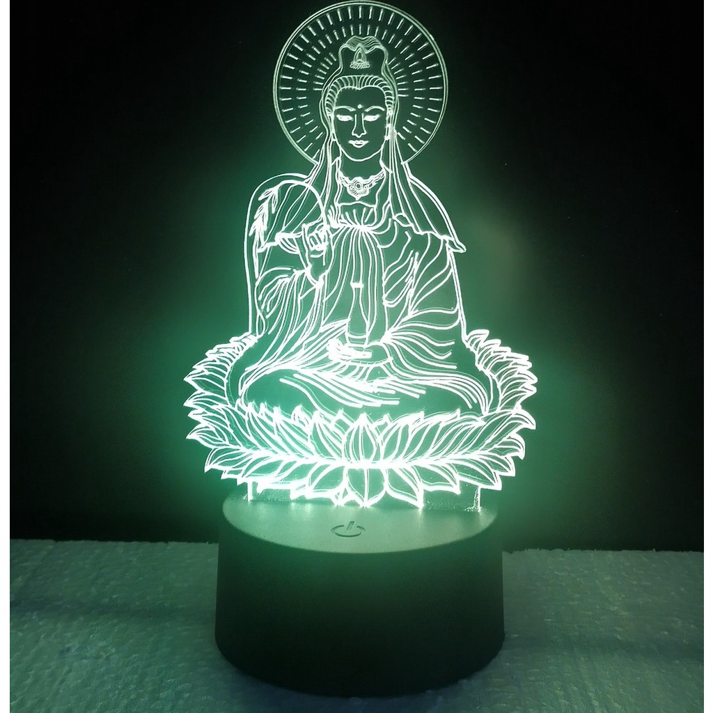 Đèn led 3d Phật, đèn thờ phật.