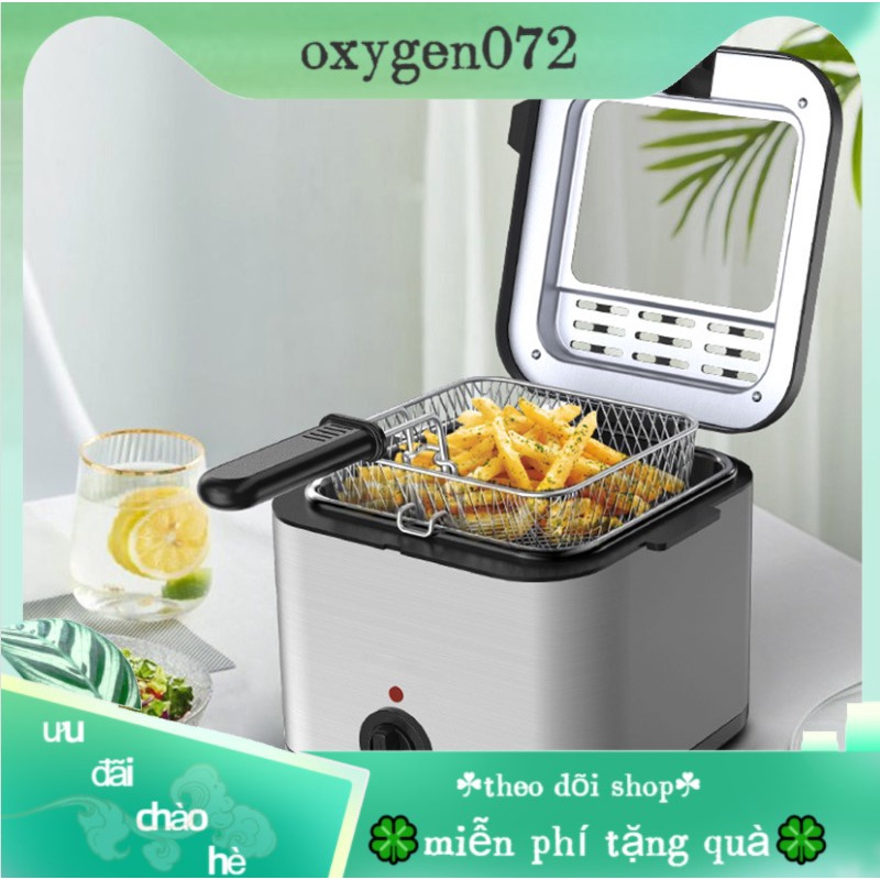 Nồi Chiên Ngập Dầu, Bếp Điện Chiên Rán điện bằng thép không gỉ AC 1000W Phụ kiện nhà bếp đa năng với giỏ -  Oxygen072