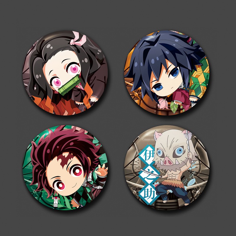 Huy hiệu cài áo in hình Kimetsu no Yaiba - Thanh Gươm Diệt Quỷ anime chibi dễ thương tiện lợi m08