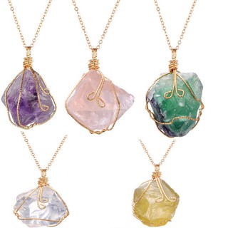 Rainbow Stone Natural Crystal Chakra Rock Necklace Mặt dây chuyền thạch anh