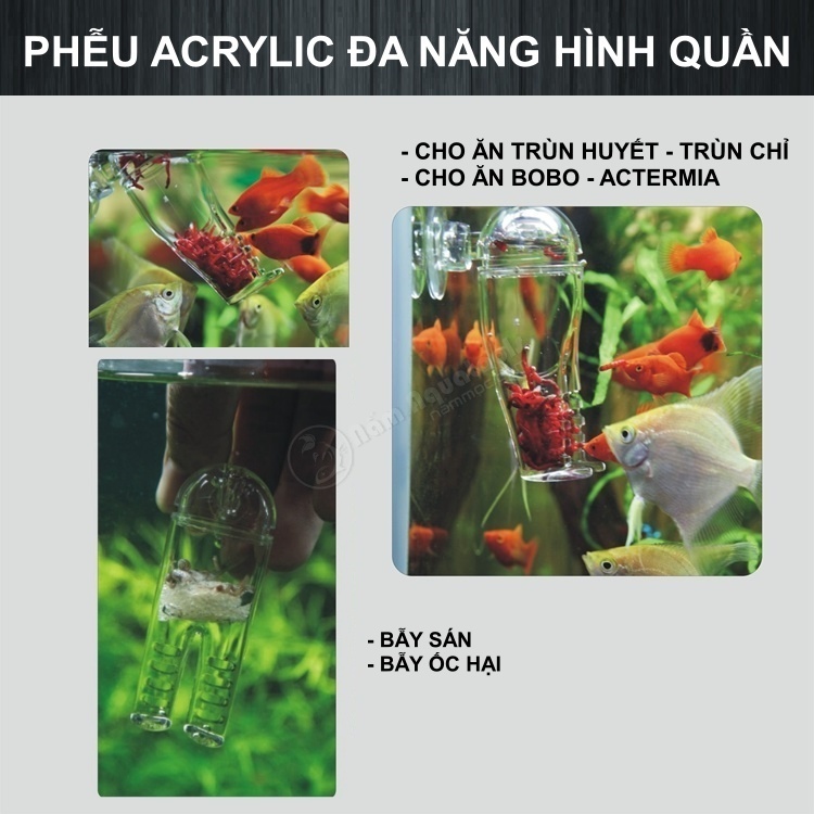 Phễu Acrylic Đa Năng Hình Ống Quần | Cho Cá Ăn Trùn Chỉ, Actermia, Bobo - Bẫy Sán - Bẫy Ốc Hại