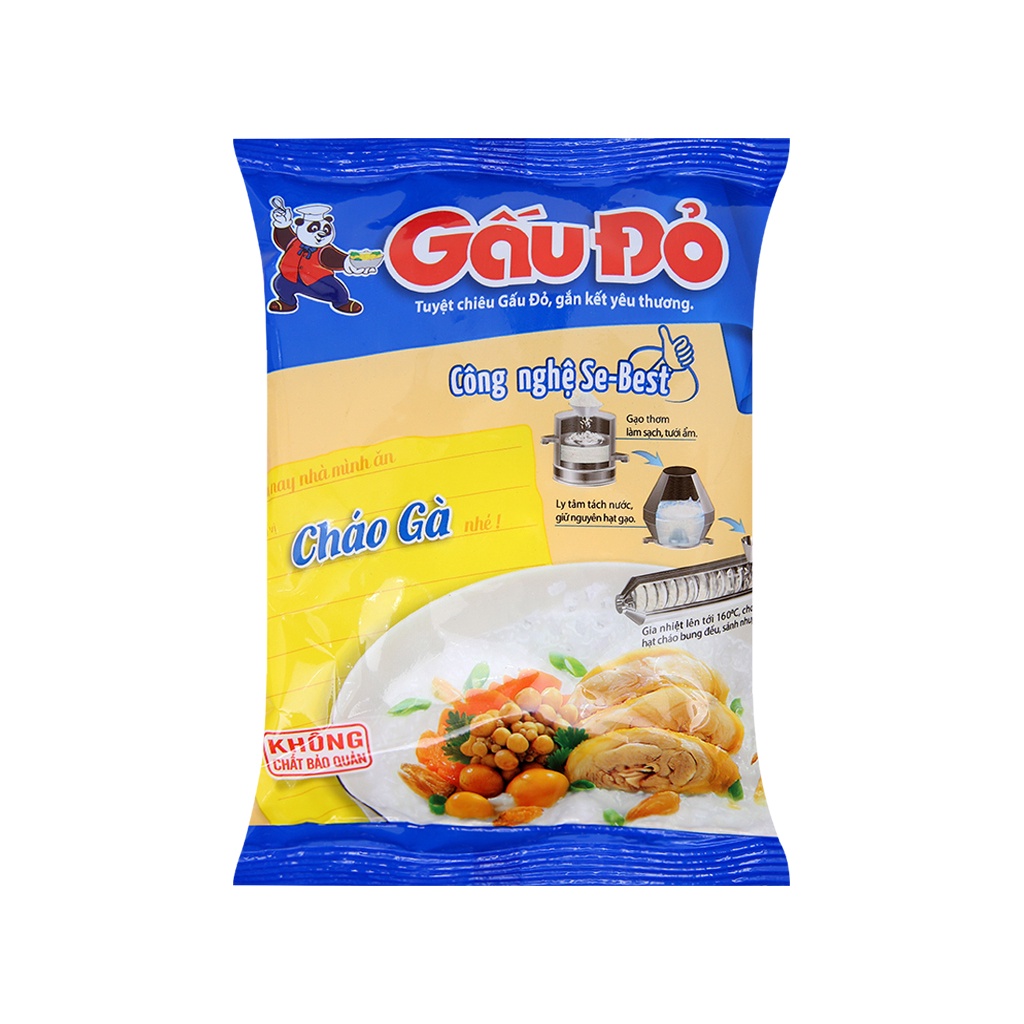 Cháo Gấu Đỏ ăn liền hương vị gà, thịt bằm gói 50g