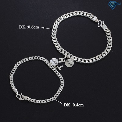 Vòng tay cặp đôi nam nữ bạc khắc tên theo yêu cầu LTD0027 Trang Sức TNJ