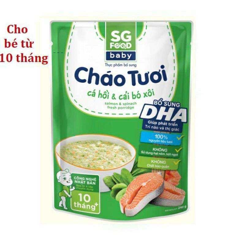 Sg food-Cháo tươi baby cá hồi cải bó xôi