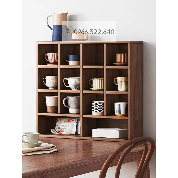 Kệ gỗ trang trí phong cách Retro Vintage bày ly cốc gỗ MDF cao cấp bền đẹp sang trọng dễ dàng lắp ráp NADECOR