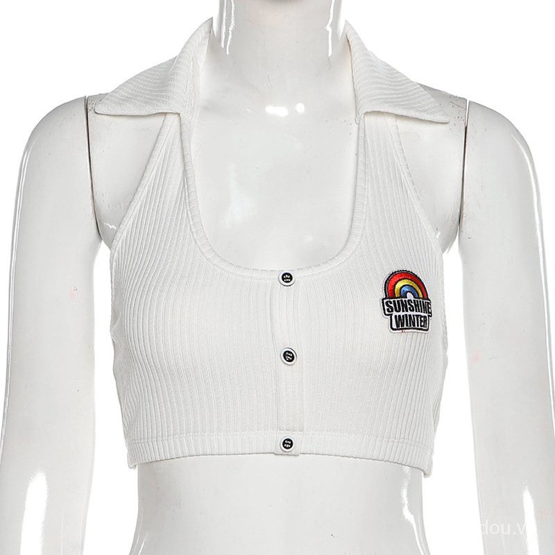 Áo croptop cotton cổ polo thiết kế ngọt ngào gợi cảm cho nữ | BigBuy360 - bigbuy360.vn