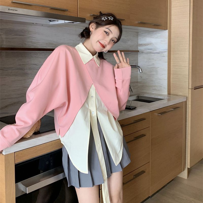 IMAODOUÁo Sweater Tay Dài Vạt Chéo + Áo Sơ Mi Tay Dài Thời Trang Mùa Thu 2023 Cho Nữ 2023