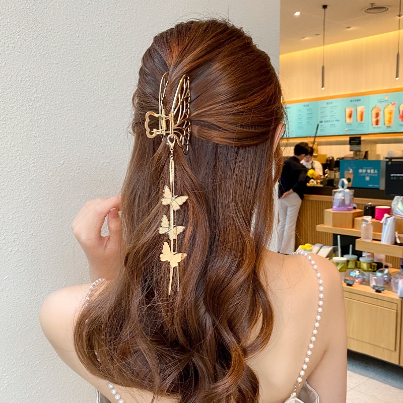 IF ME Kẹp tóc hình bướm đính ngọc trai giả thờI trang dành cho nữ