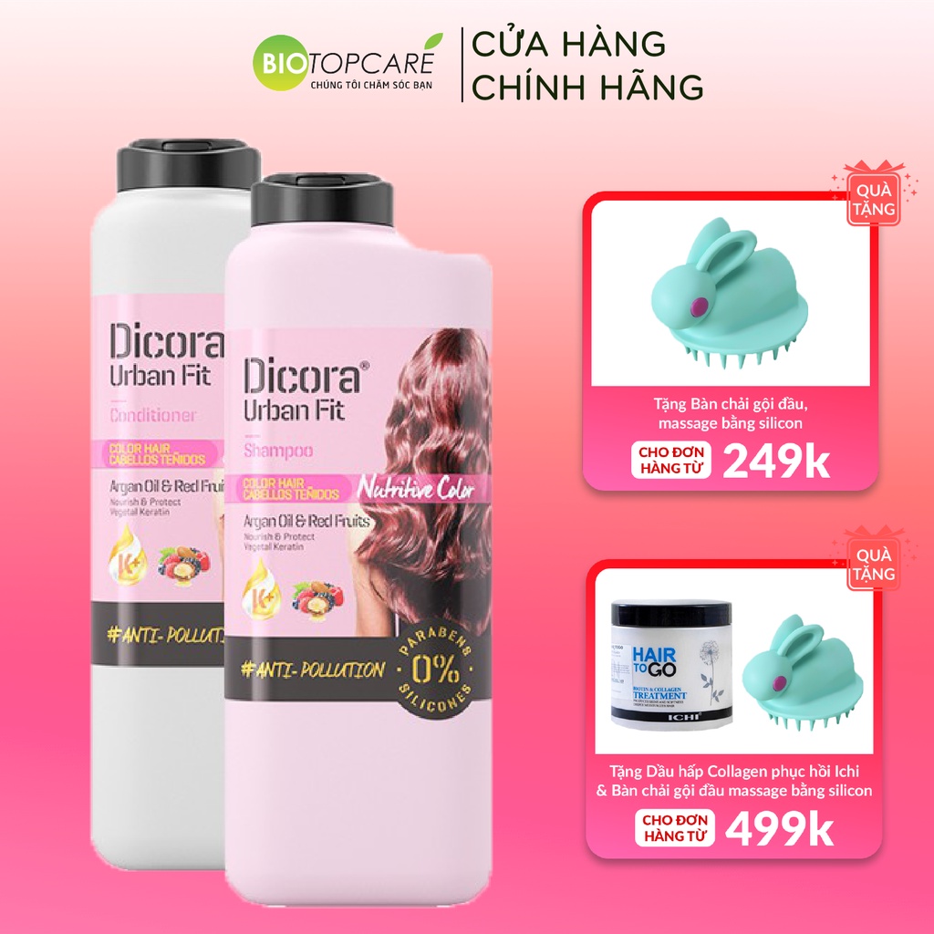 Dầu gội, dầu xả Dicora Urban Fit dành cho tóc nhuộm chiết xuất tinh dầu Argan 400ml/ 1 chai - TN126