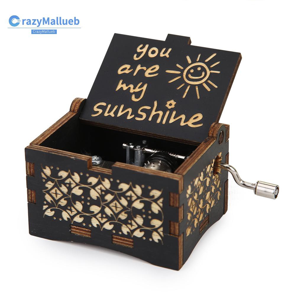 Hộp Nhạc Bằng Gỗ Khắc Chữ You Are My Sunshine Vintage