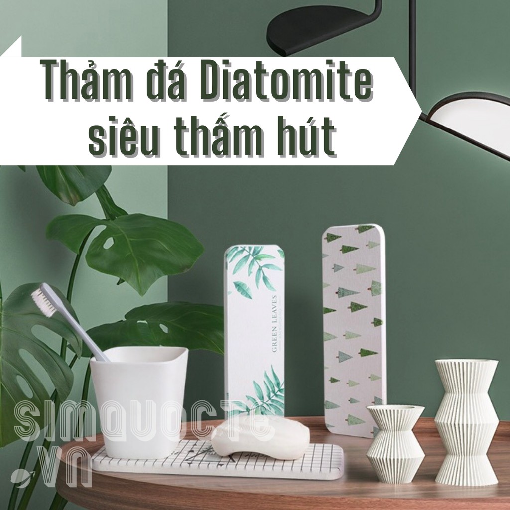 Khay đựng xà bông, bàn chải đánh răng, ly nước tiện ích Diatomite thấm hút tốt