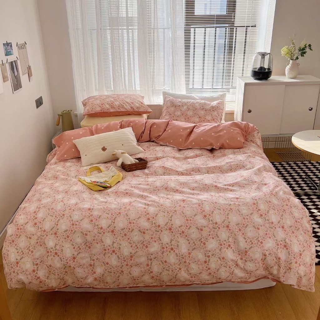 SET Chăn ga Cotton Living Hoa nhí 4 Món chăn ga gối đệm cao cấp