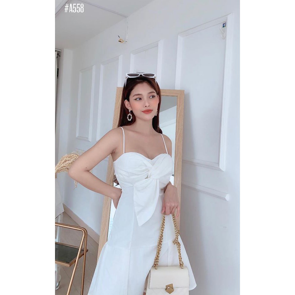 Đầm maxi 2 dây xoắn ngực dễ thương Wan Dress