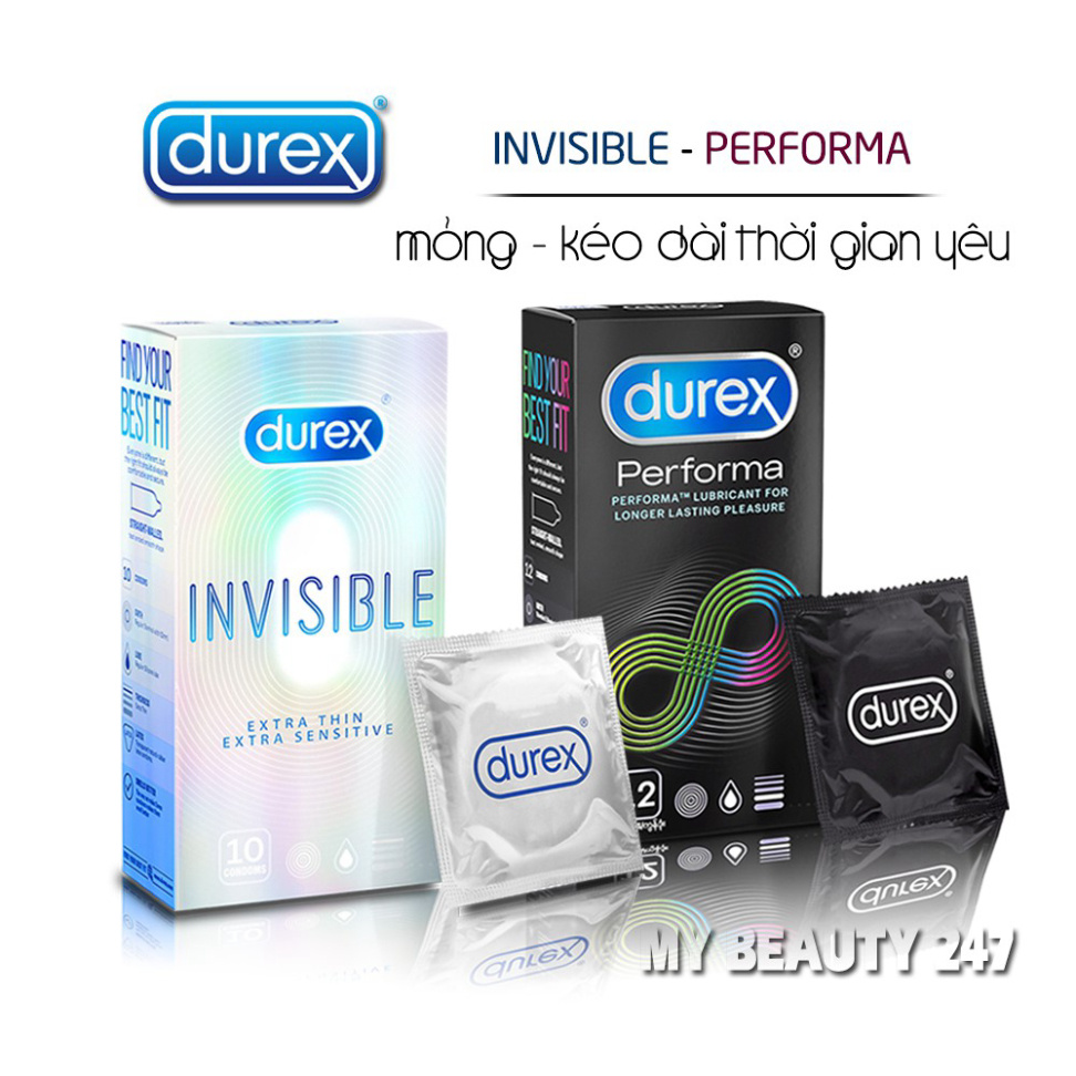 [Combo 2 Hộp] Bao Cao Su Durex Performa  và Durex Invisible Siêu Mỏng được nhiều Quý ông yêu thích.