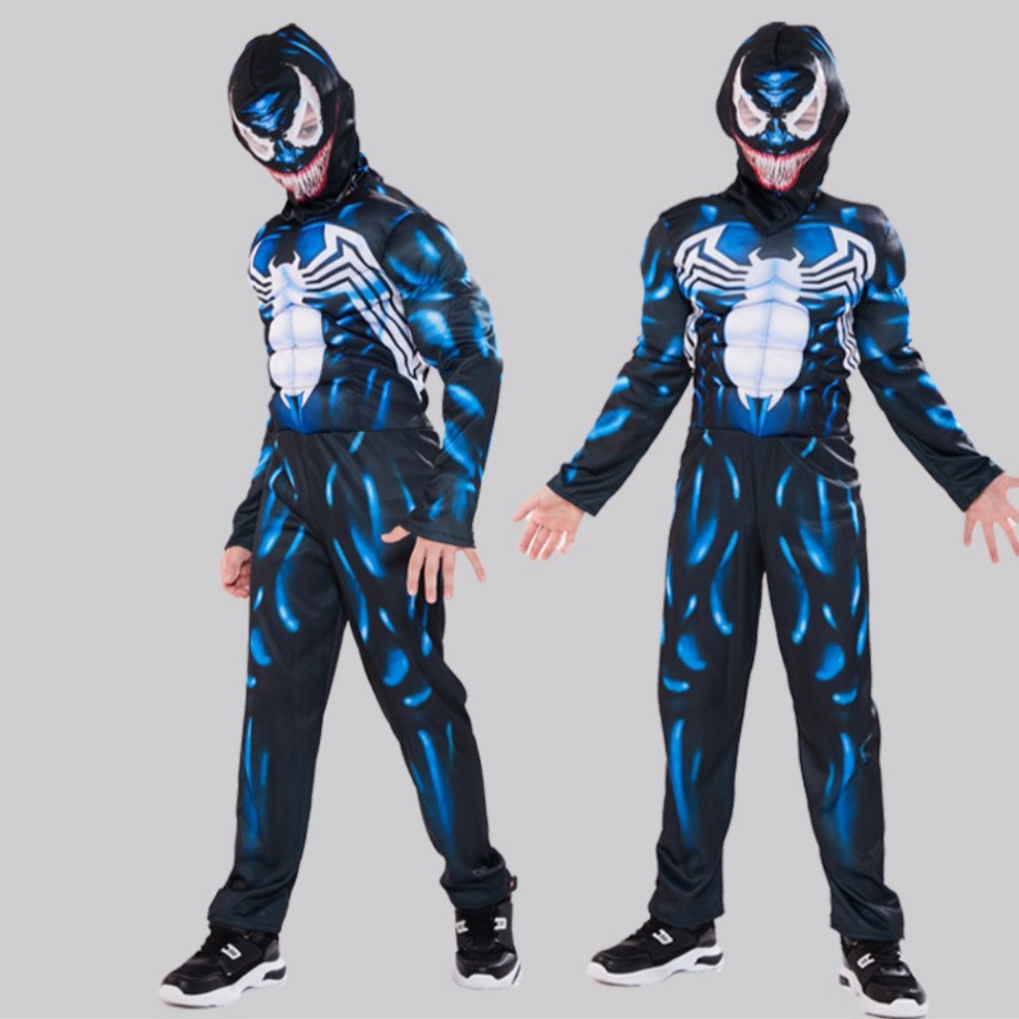 Trang Phục Hóa Trang Venom, Bộ Đồ Liền Thân Venom Kèm Mặt Nạ Cho Trẻ Em, Trang Phục Hóa Trang Siêu Anh Hùng