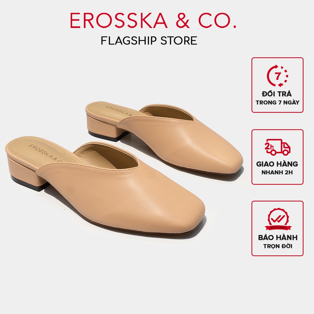 Erosska - Giày sục nữ mũi tròn phong cách thanh lịch màu kem - EL021