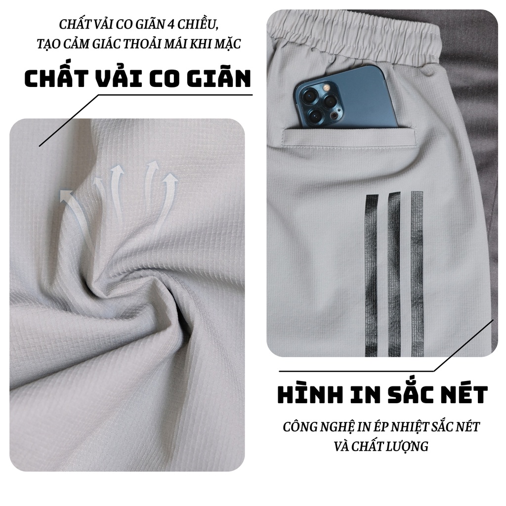 Quần short thể thao xuất dư, full tag, mác, vài Hàn Quốc, co giãn, thoải mái vận động