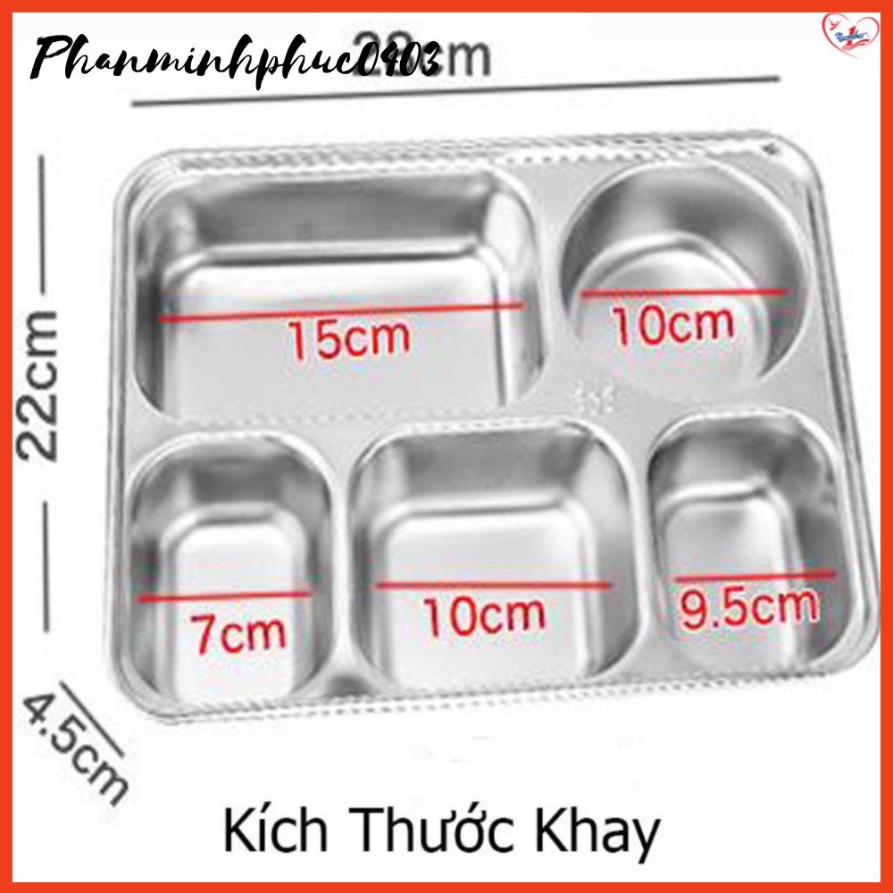 Hộp cơm văn phòng khay Inox 5 ngăn, có giá để điện thoại + thìa đũa Inox cao cấp