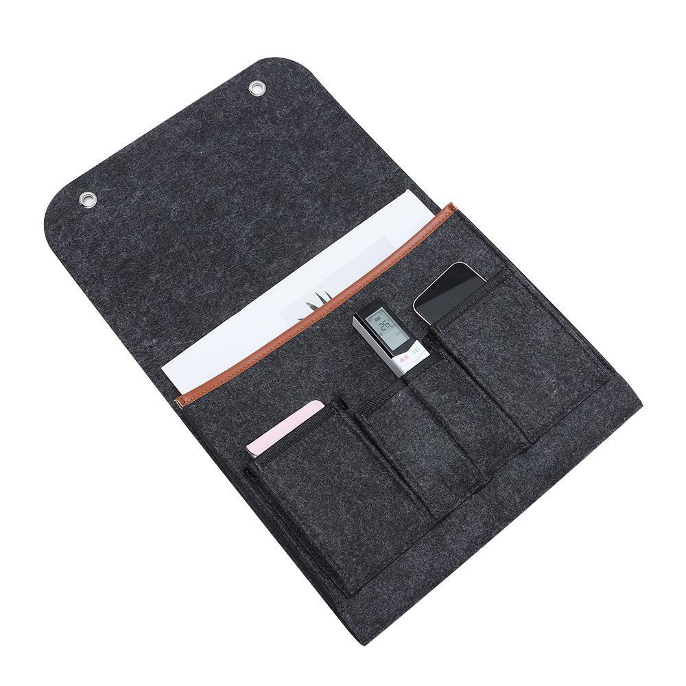 KUNHEV Túi Đựng Đồ 5 Ngăn Bằng Vải Nỉ Màu Đen Sắp Xếp Gọn Gàng Cho Ghế Sofa