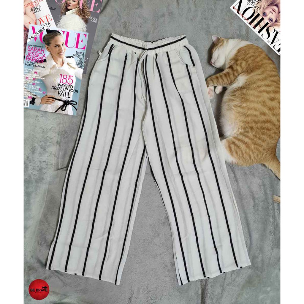 Quần ống rộng culottes nữ họa tiết sọc dọc classic_BEBRAVE. Từ 45kg-80kg.