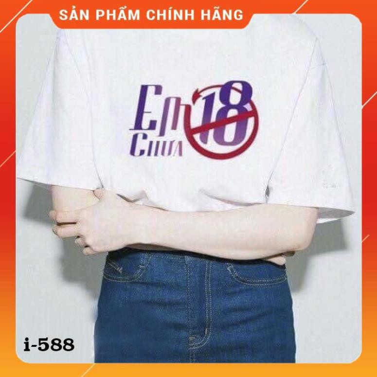 [FREE SHIP] I-588 Áo Thun Nữ Tay Ngắn Màu Trắng In Em Chưa 18