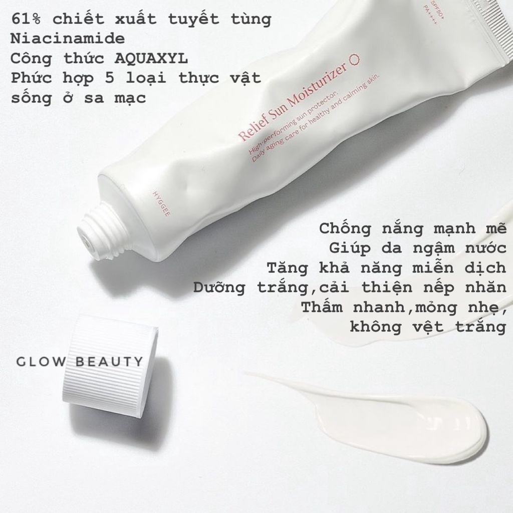 KEM CHỐNG NẮNG HÓA HỌC LÀNH TÍNH HYGGEE RELIEF SUN MOISTURIZER SPF50+ PA++++ 50ML