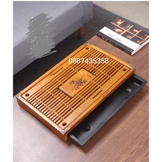 Khay trà tre nẹp đồng
