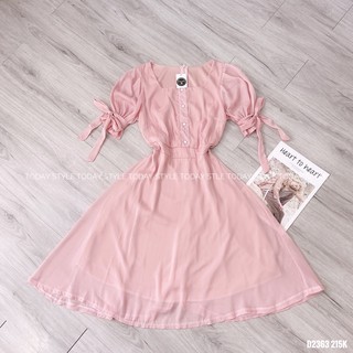 Đầm xòe tay phồng todaystyle chất vải mịn freesize d2363