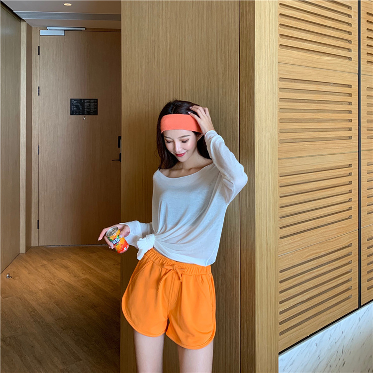 ☞NinI♥Shop✔ Spring and summer Korean style high waistband four-pocket hot selling colorful sports pants student female shorts colorful style thật