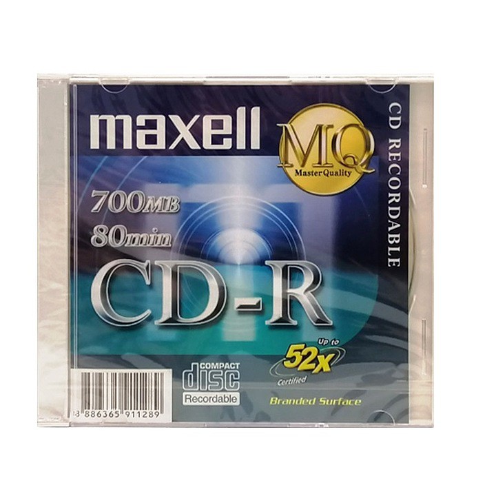 Đĩa CD-R Maxell 700MB - Hàng chính hãng (1 hộp 10 cái - 10 vỏ đựng)