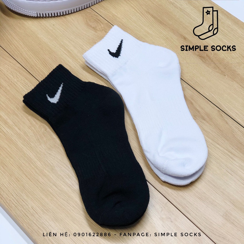 Vớ Nike Cổ Lửng 💖FREESHIP💖 Tất Nam Nữ Unisex Chính Hãng - Chất Dày Dặn Cao Cấp Chống Hôi Chân - Đen Trắng Xám