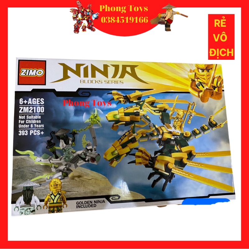 Lắp ráp xếp hình Lego Ninjago zm2100 : RỒNG VÀNG GOLDEN của ninja xanh lá Lloyd 393 mảnh